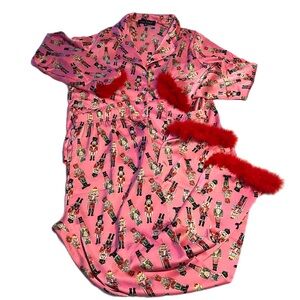 Charming Simply Southern Pink Nutcracker Women’s Silky Pajamas Size Small